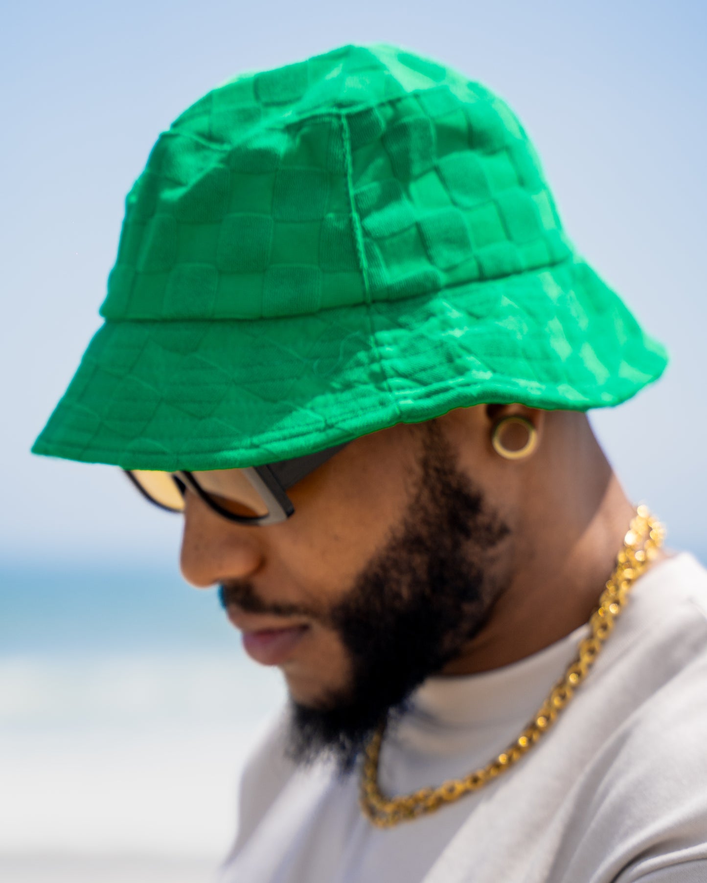 "GREEN CHECKERED" BUCKET HAT